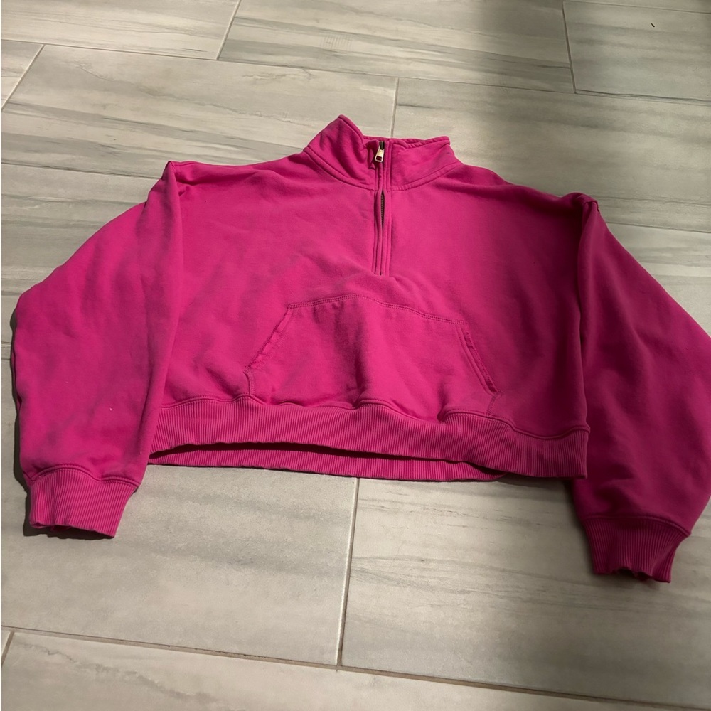 AMERICAN EAGLE Cropped Half Zip Sweatshirt